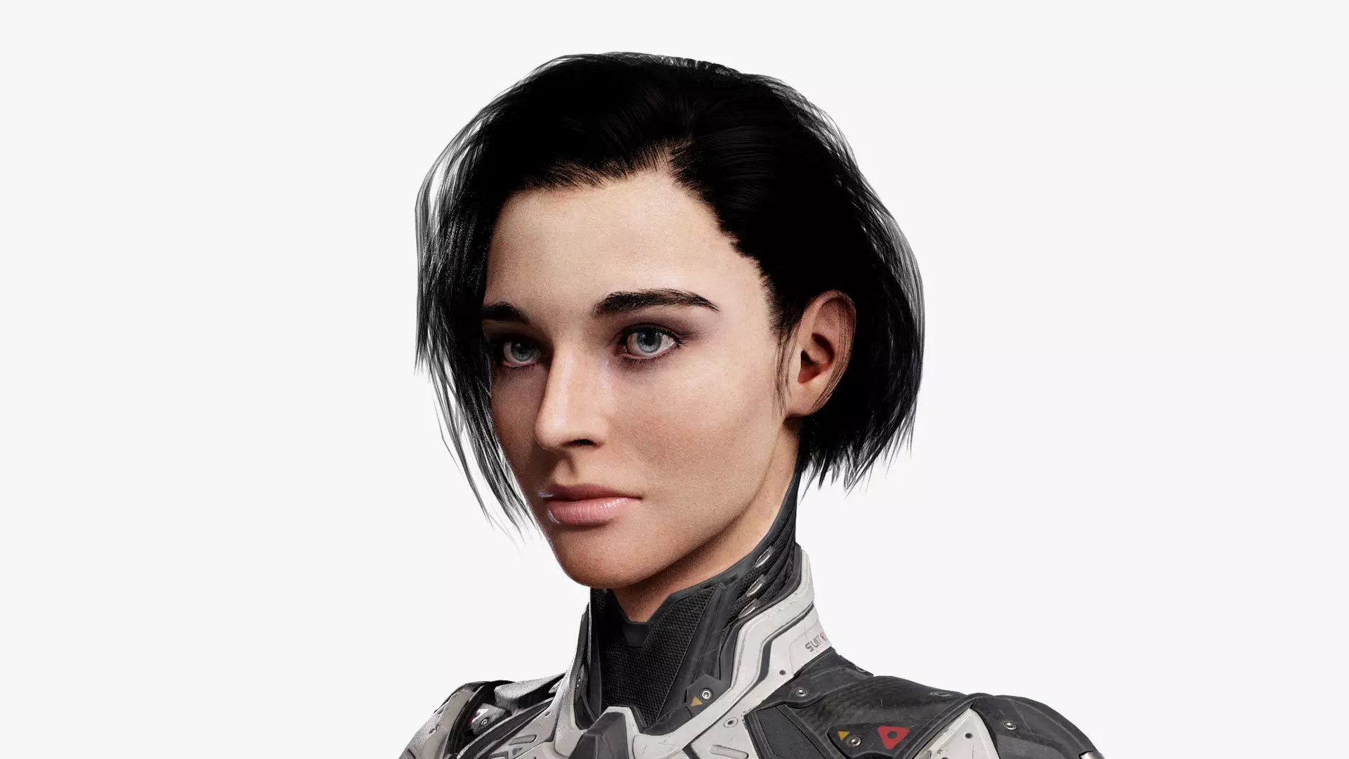 Female Sci Fi Girl Low-poly 3D model_0