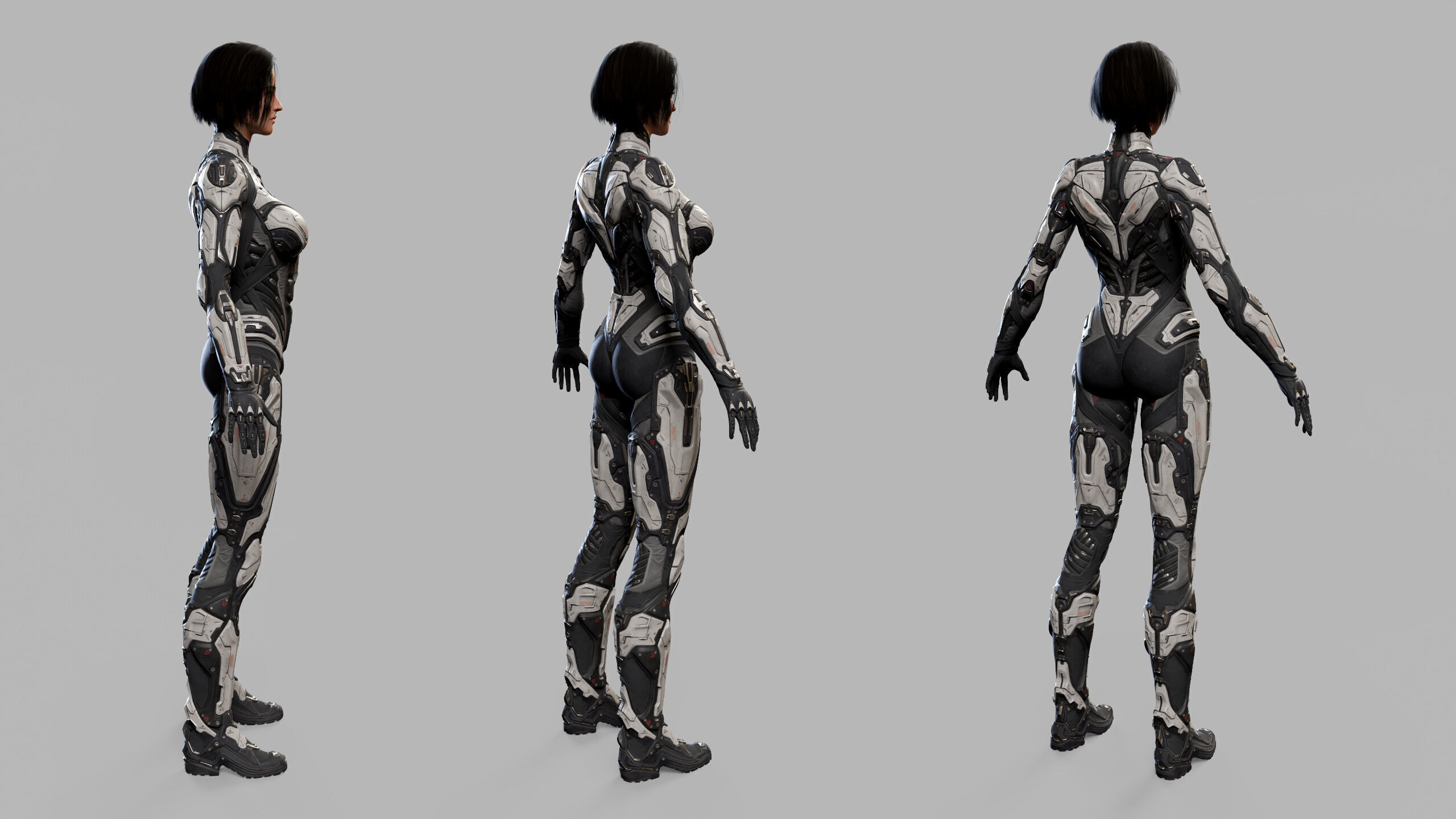 Female Sci Fi Girl Low-poly 3D model_23