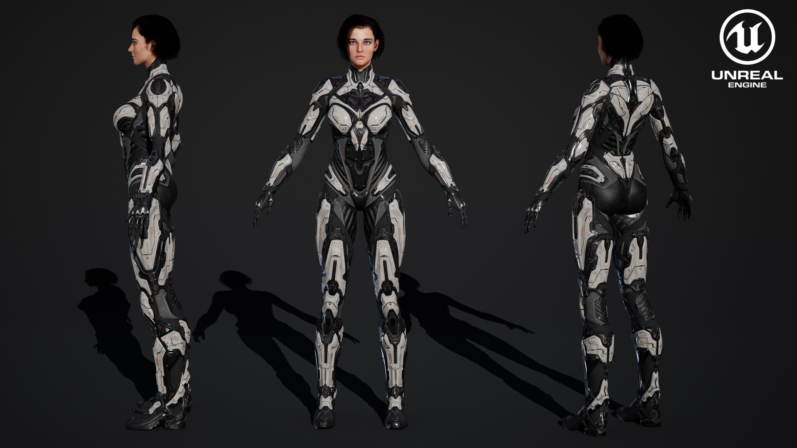 Female Sci Fi Girl Low-poly 3D model_29
