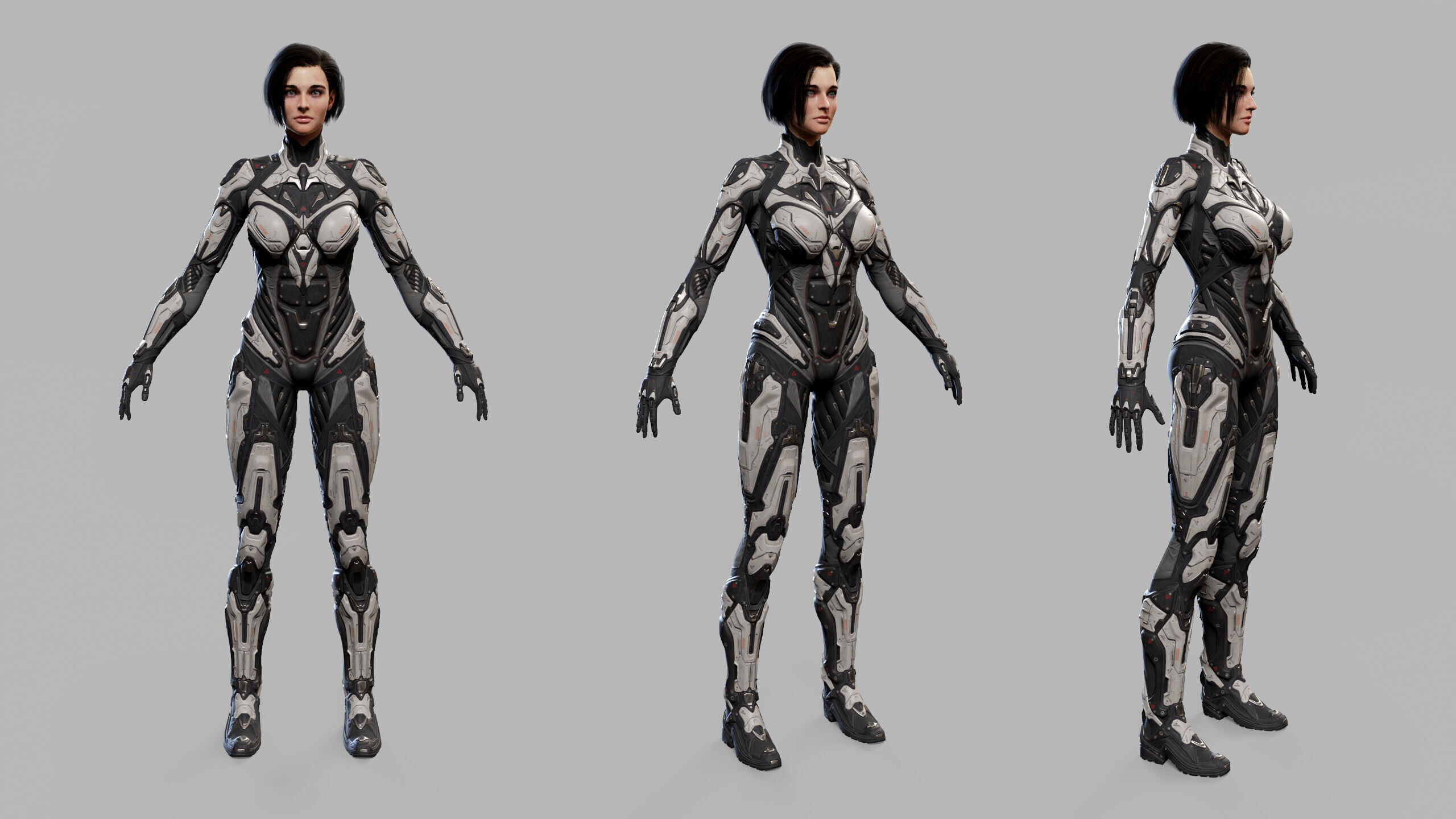Female Sci Fi Girl Low-poly 3D model_22