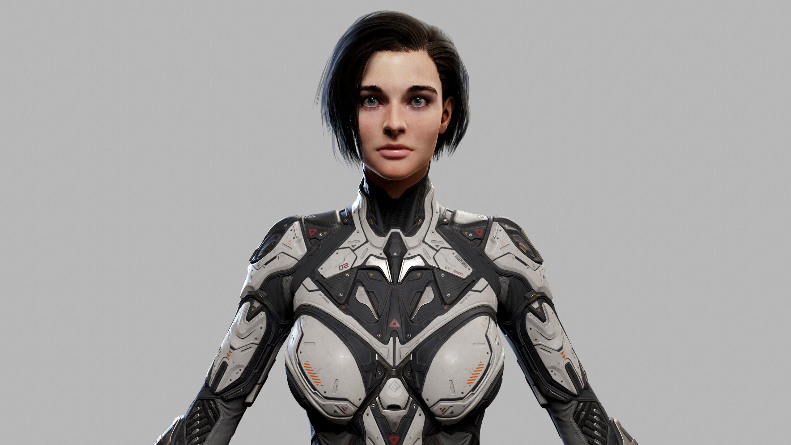 Female Sci Fi Girl Low-poly 3D model_10