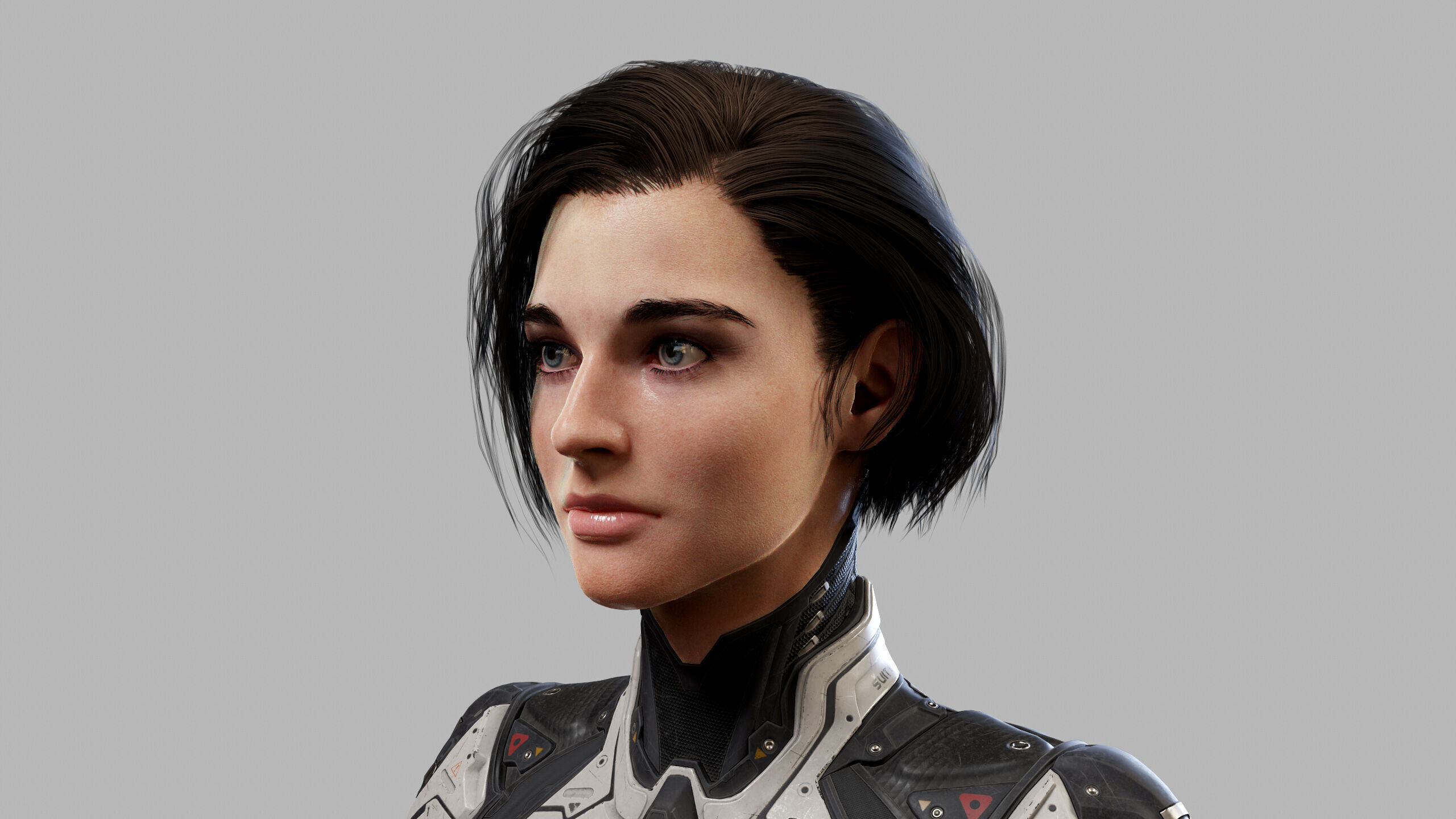 Female Sci Fi Girl Low-poly 3D model_9