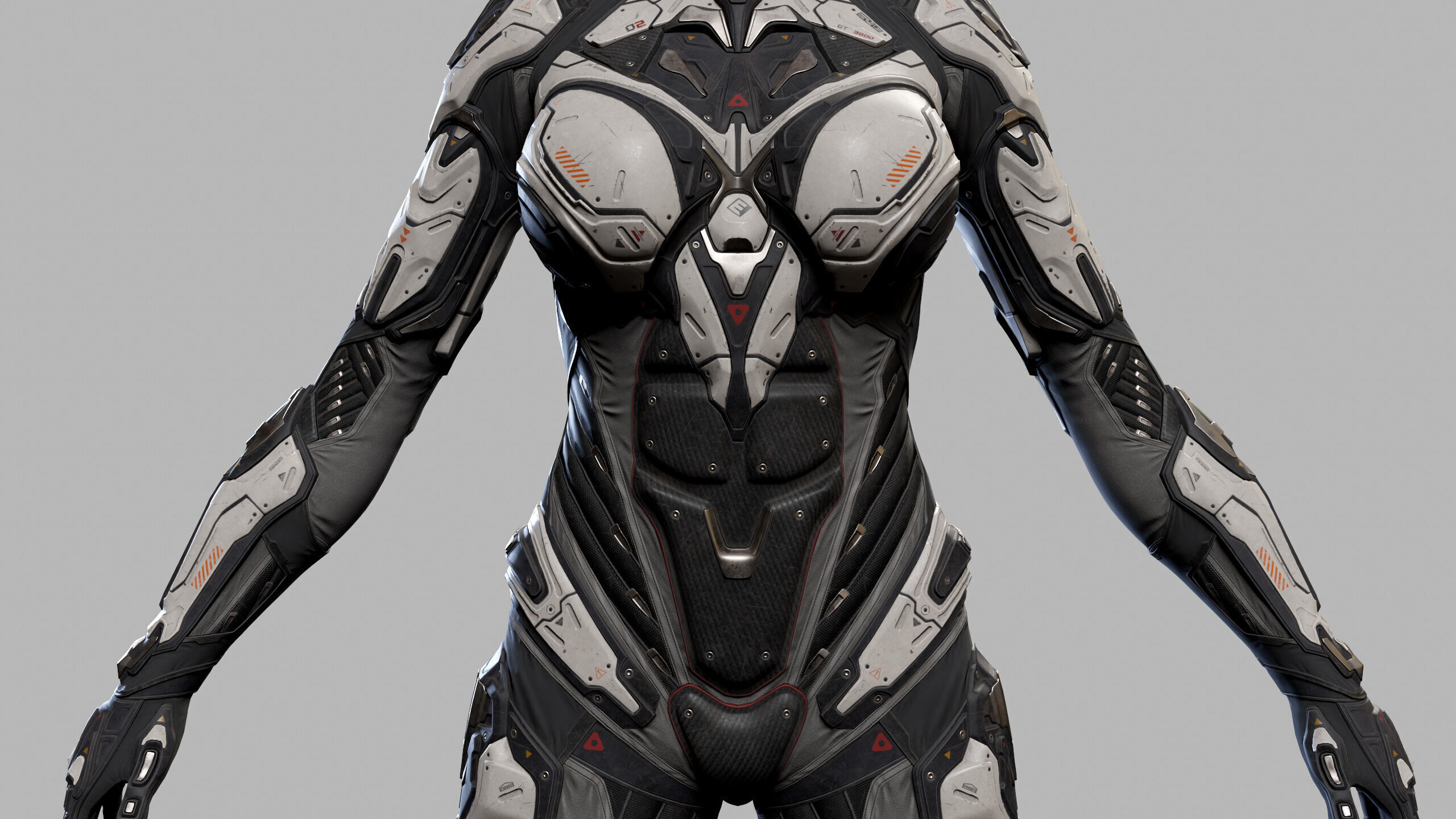 Female Sci Fi Girl Low-poly 3D model_13