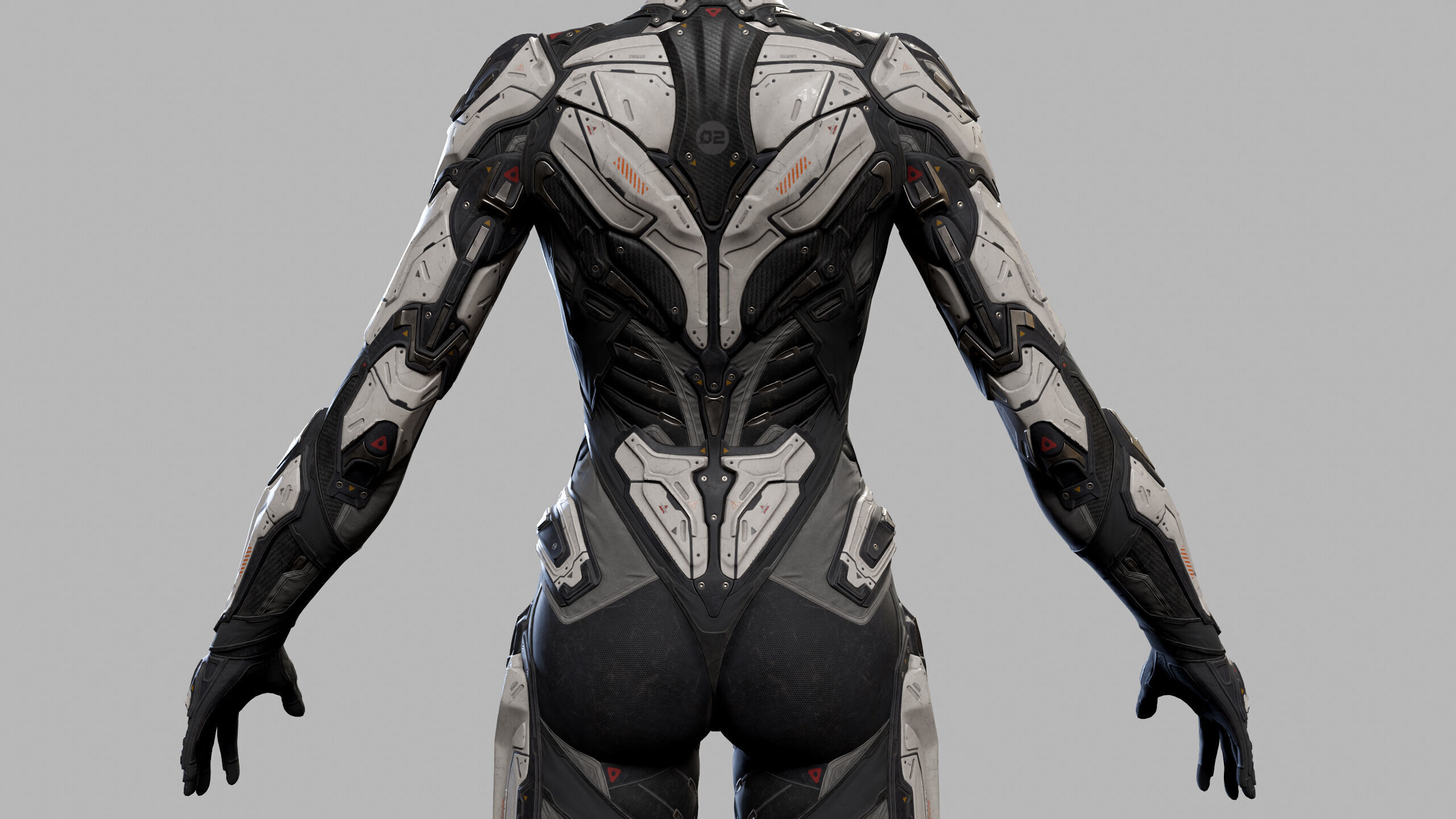 Female Sci Fi Girl Low-poly 3D model_12