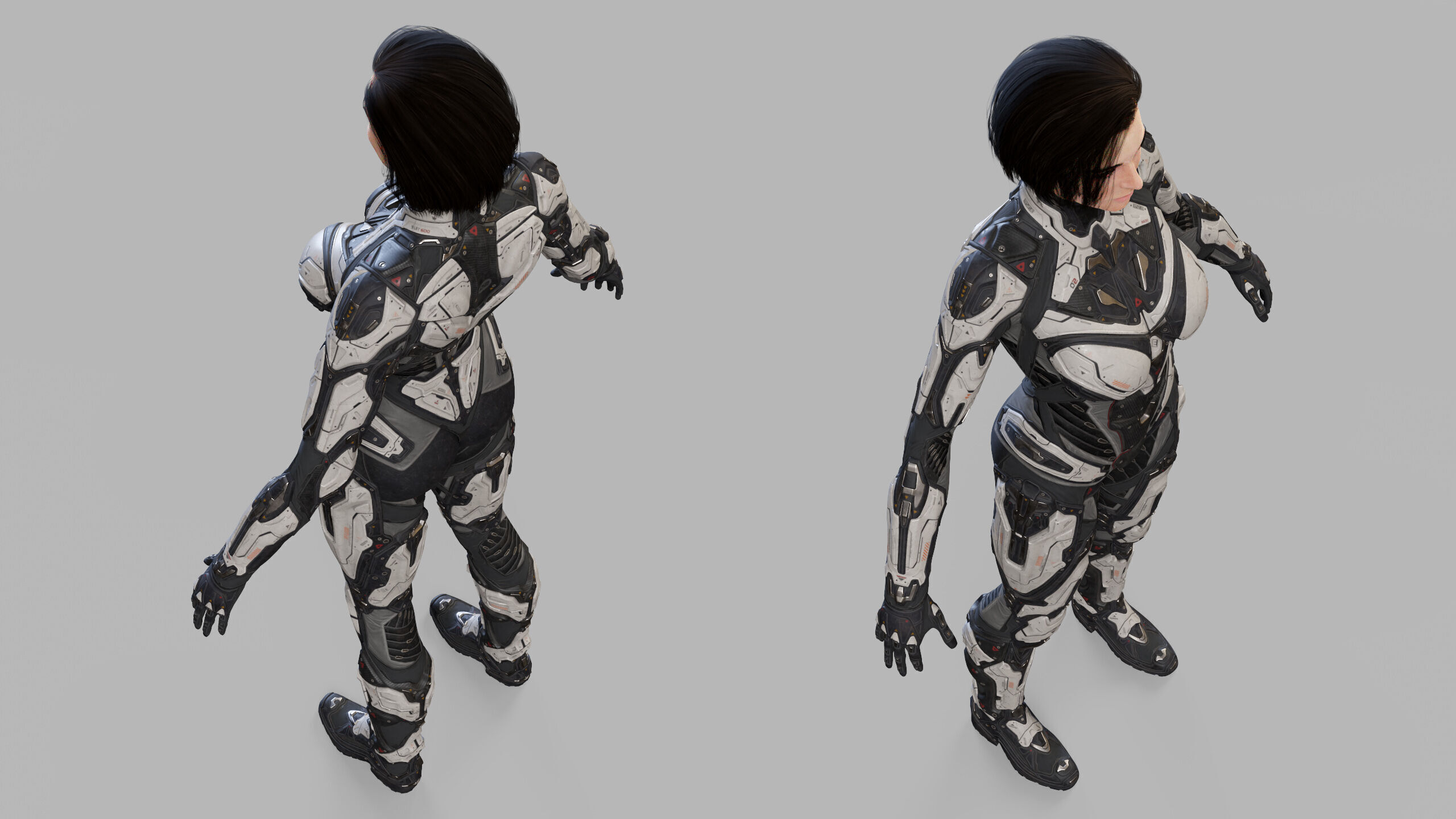 Female Sci Fi Girl Low-poly 3D model_27