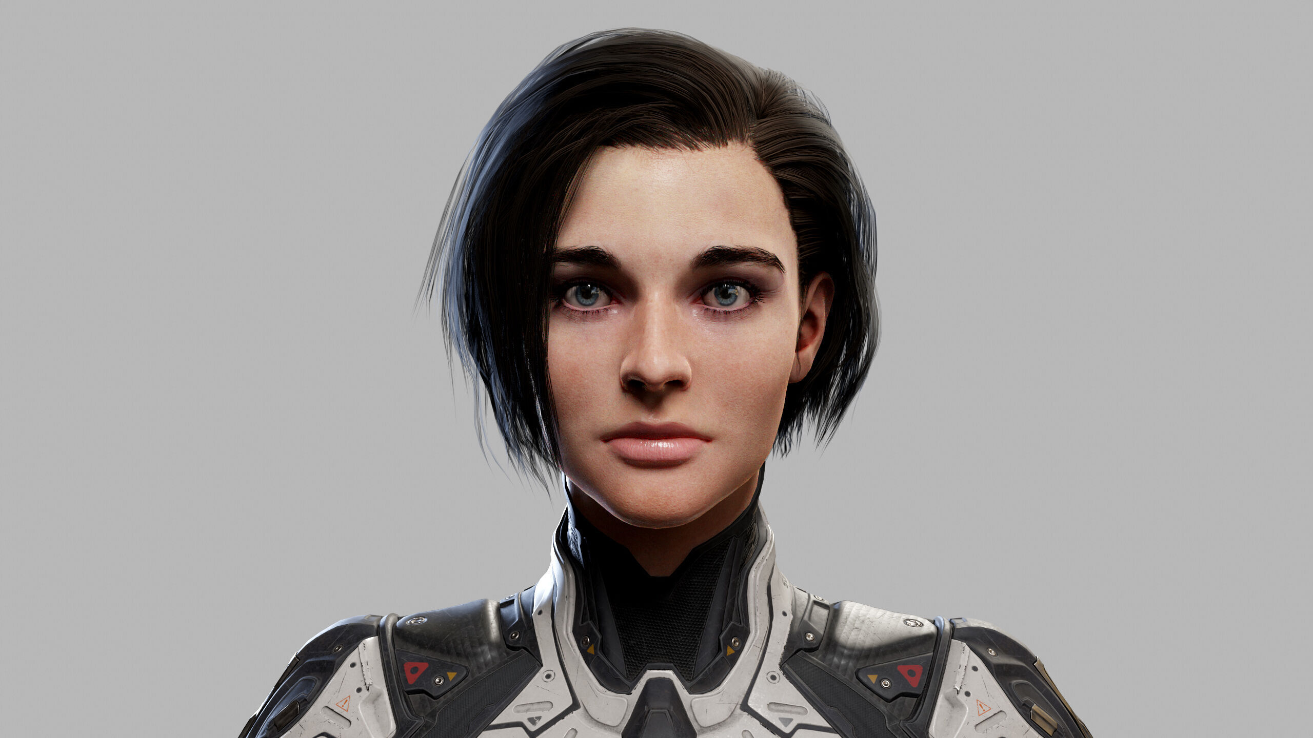 Female Sci Fi Girl Low-poly 3D model_4