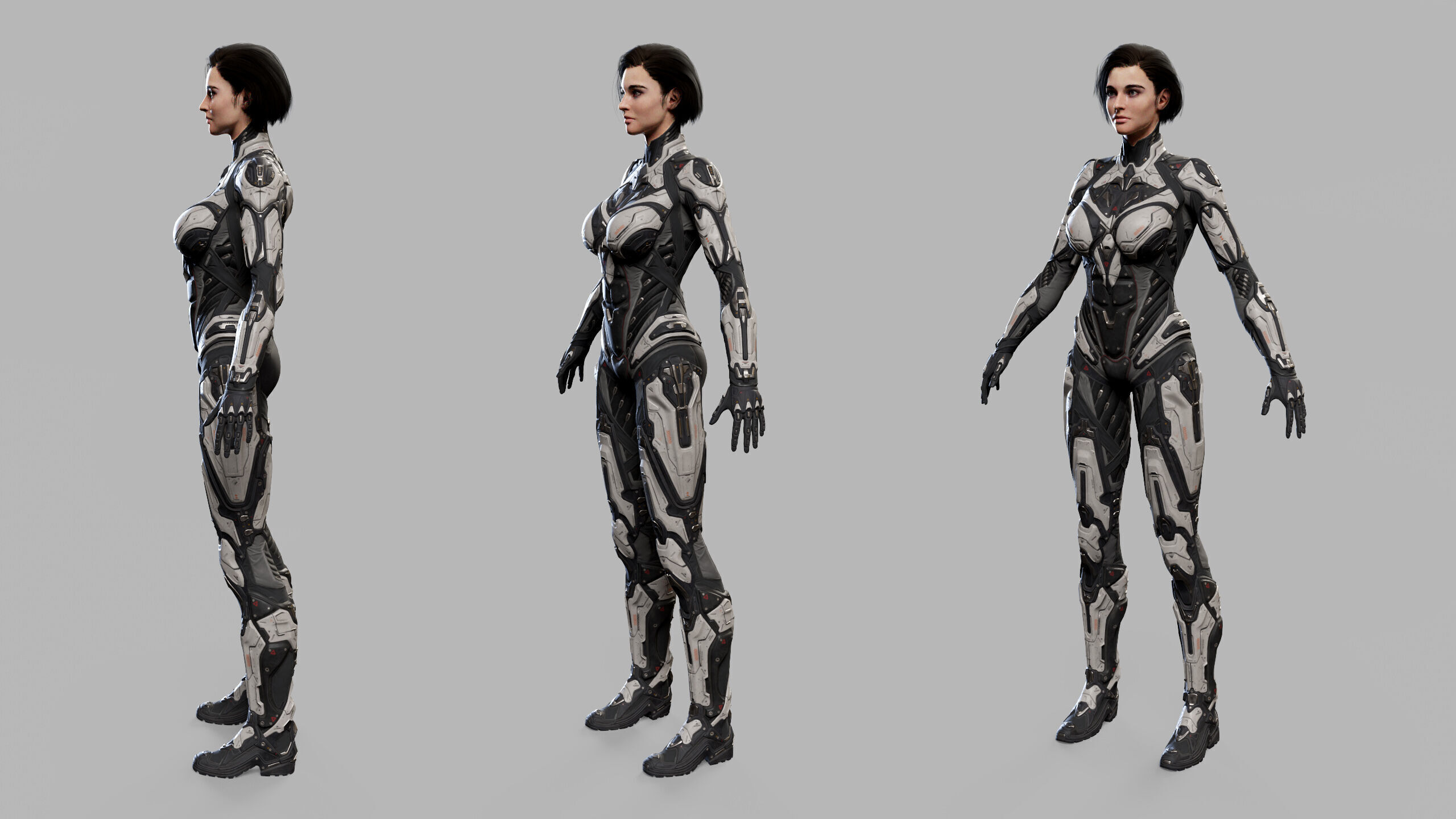Female Sci Fi Girl Low-poly 3D model_25