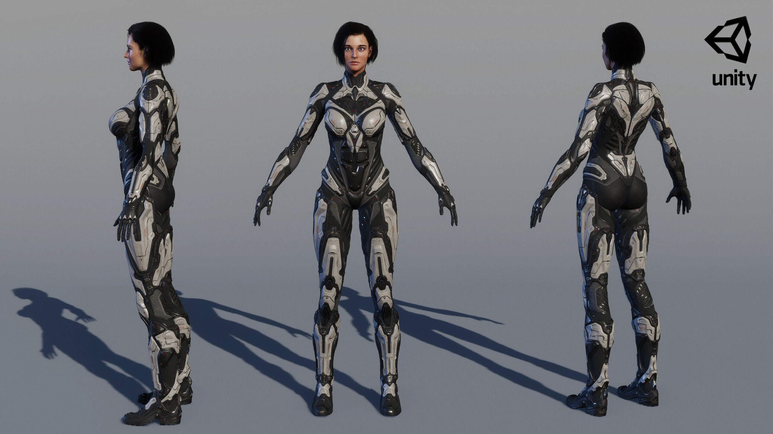 Female Sci Fi Girl Low-poly 3D model_30