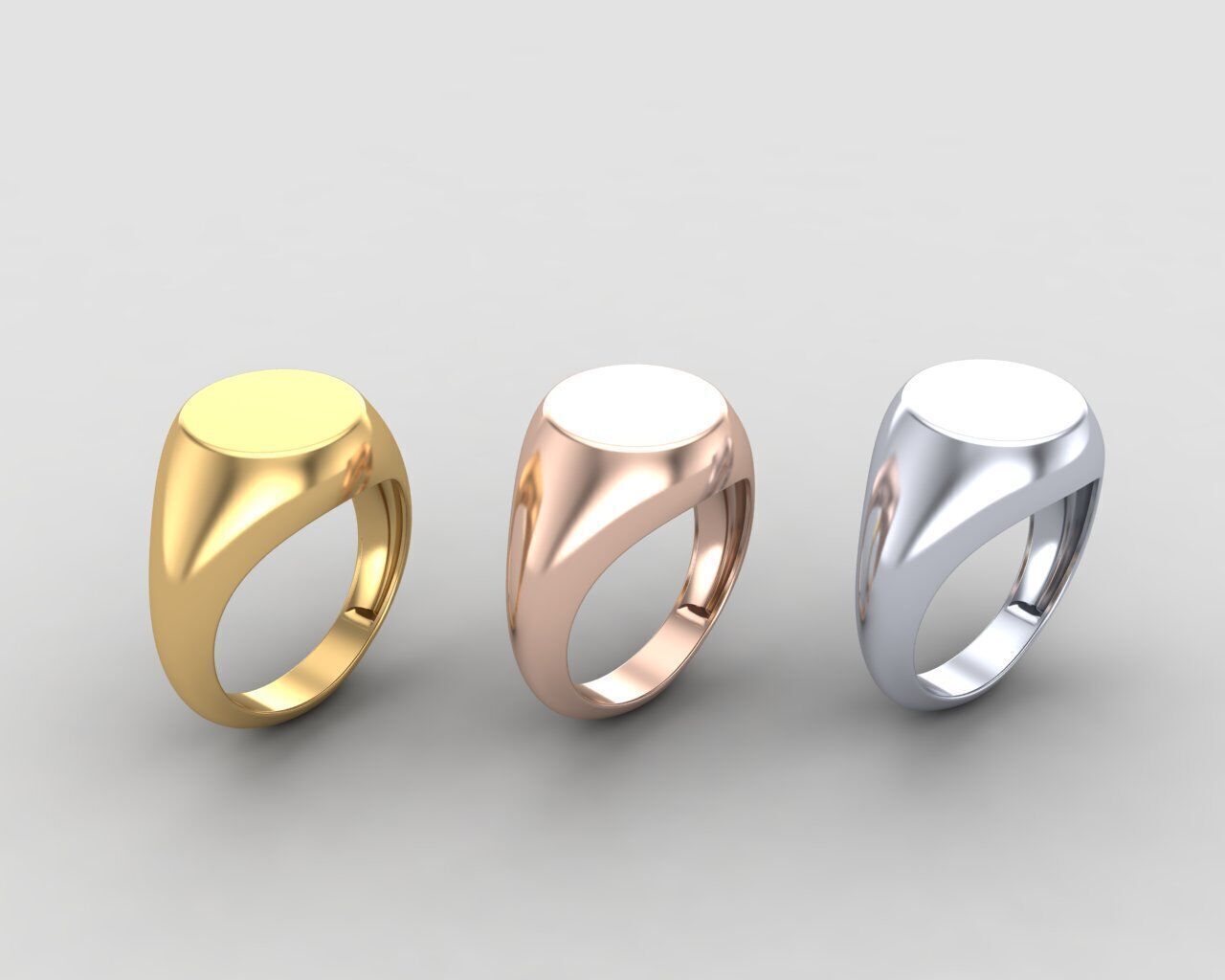 Round Signet Ring Base 10mm top  in All sizes 158-MWC  3D print model_11