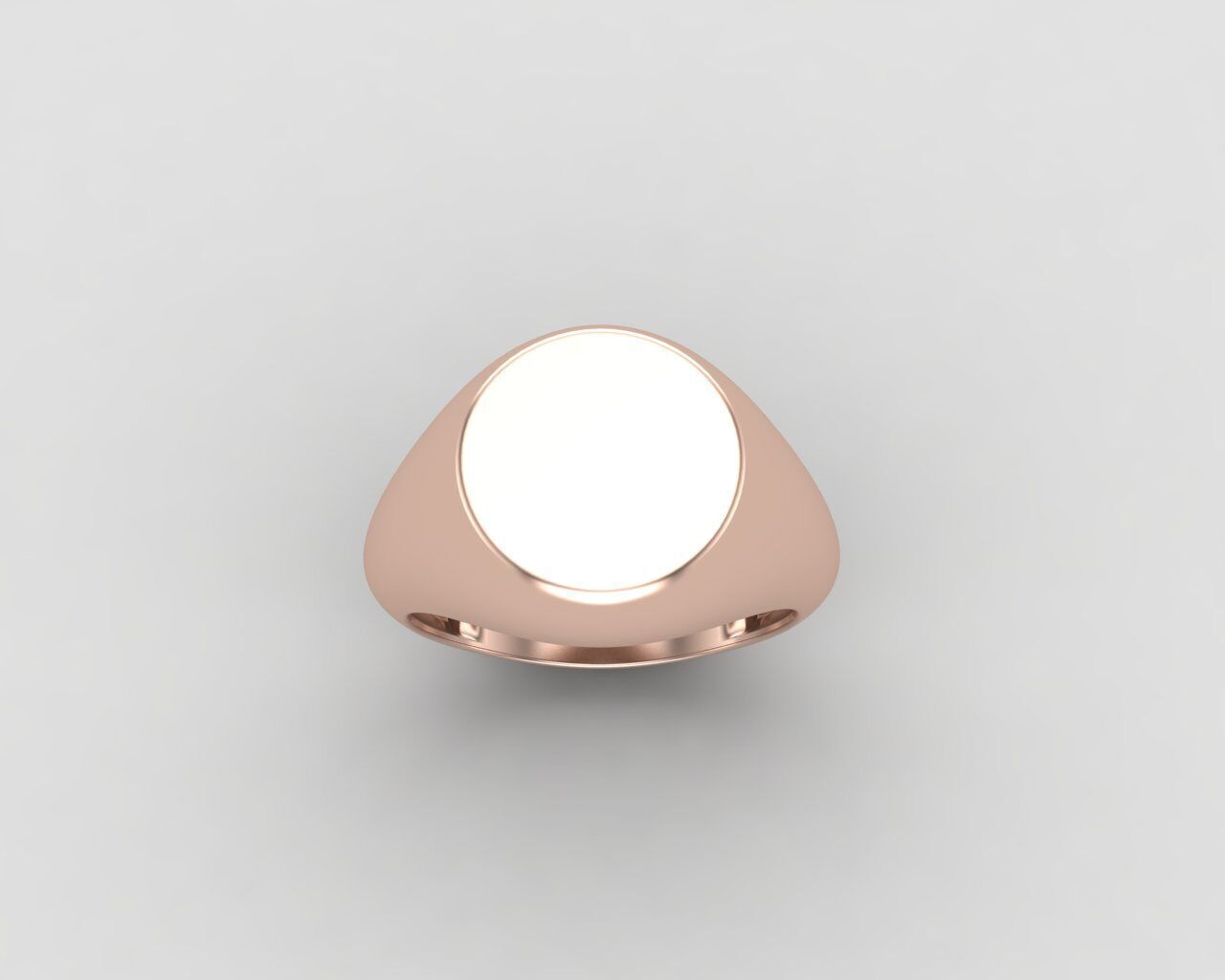 Round Signet Ring Base 10mm top  in All sizes 158-MWC  3D print model_6