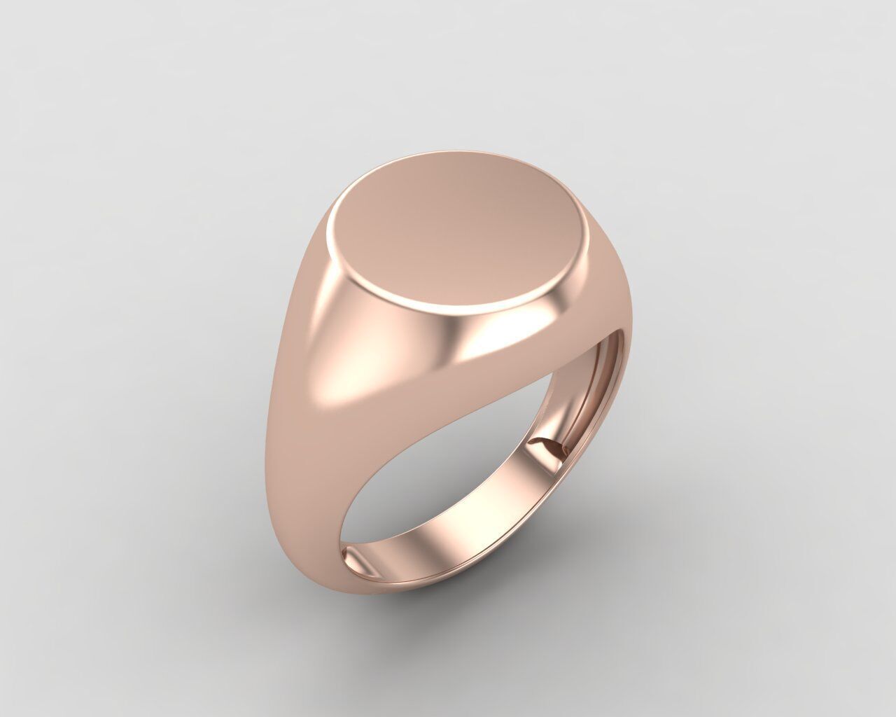 Round Signet Ring Base 10mm top  in All sizes 158-MWC  3D print model_3