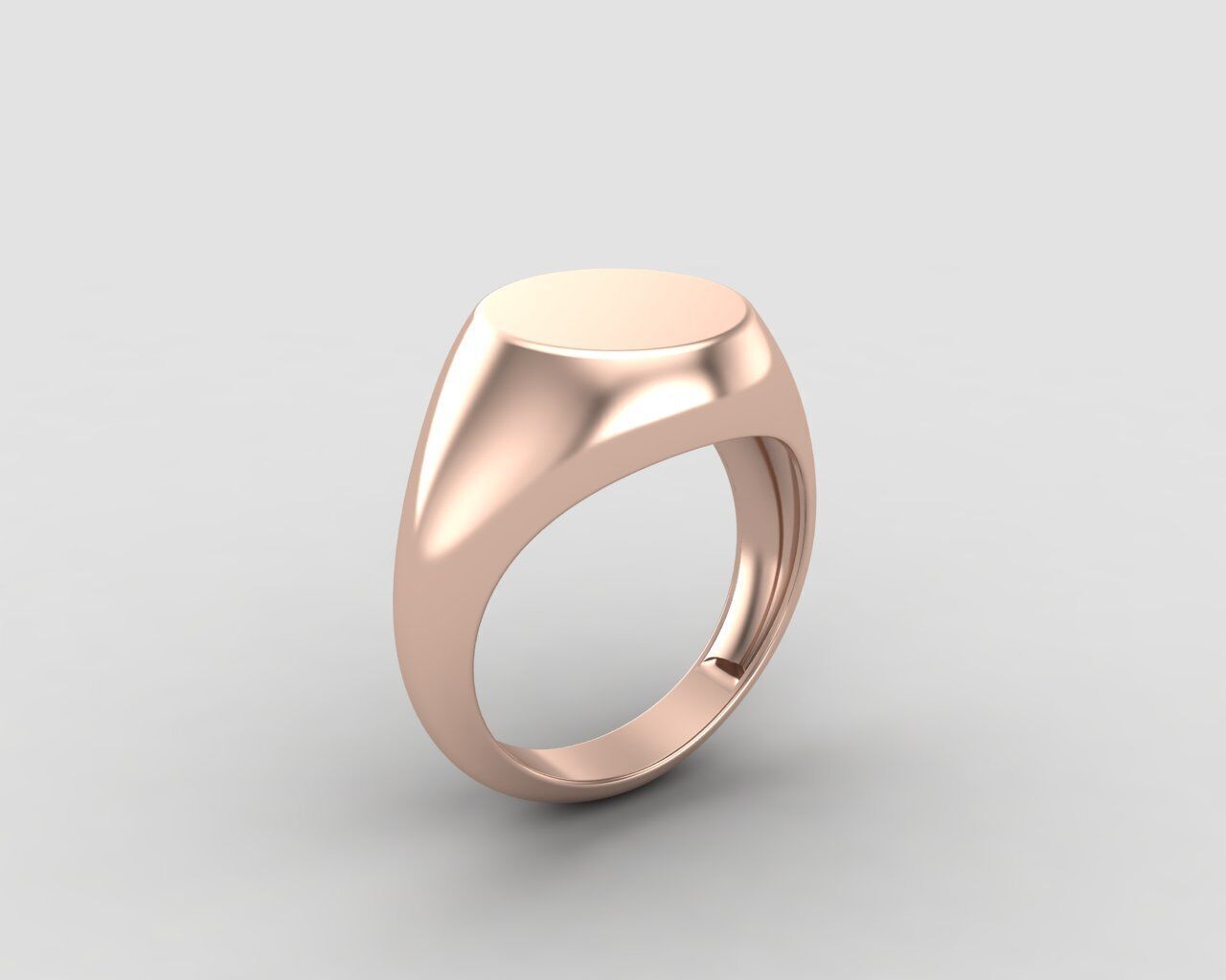 Round Signet Ring Base 10mm top  in All sizes 158-MWC  3D print model_4