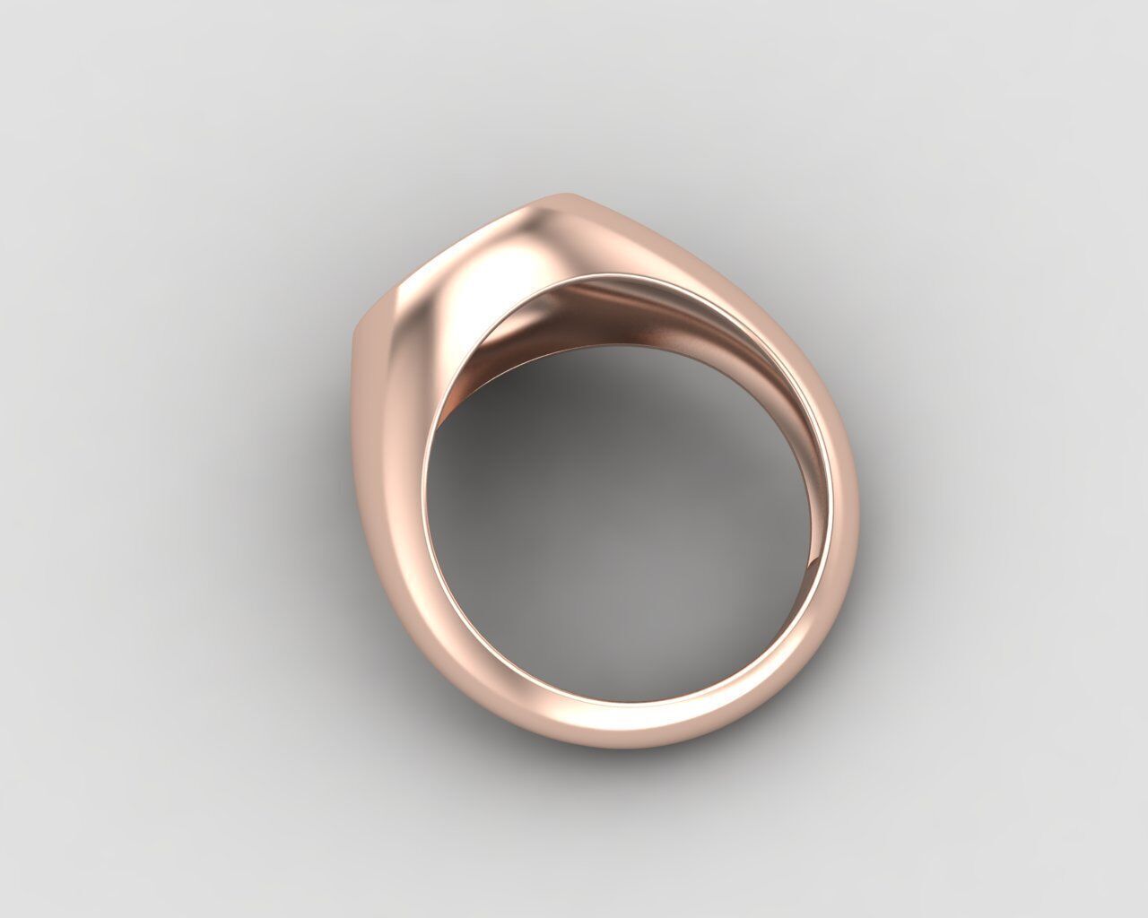 Round Signet Ring Base 10mm top  in All sizes 158-MWC  3D print model_10