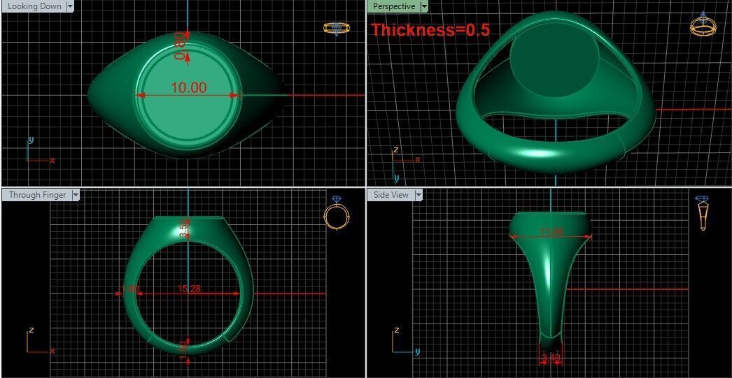 Round Enamel Ring Base 10mm top in All sizes 159-MWC 3D print model_2