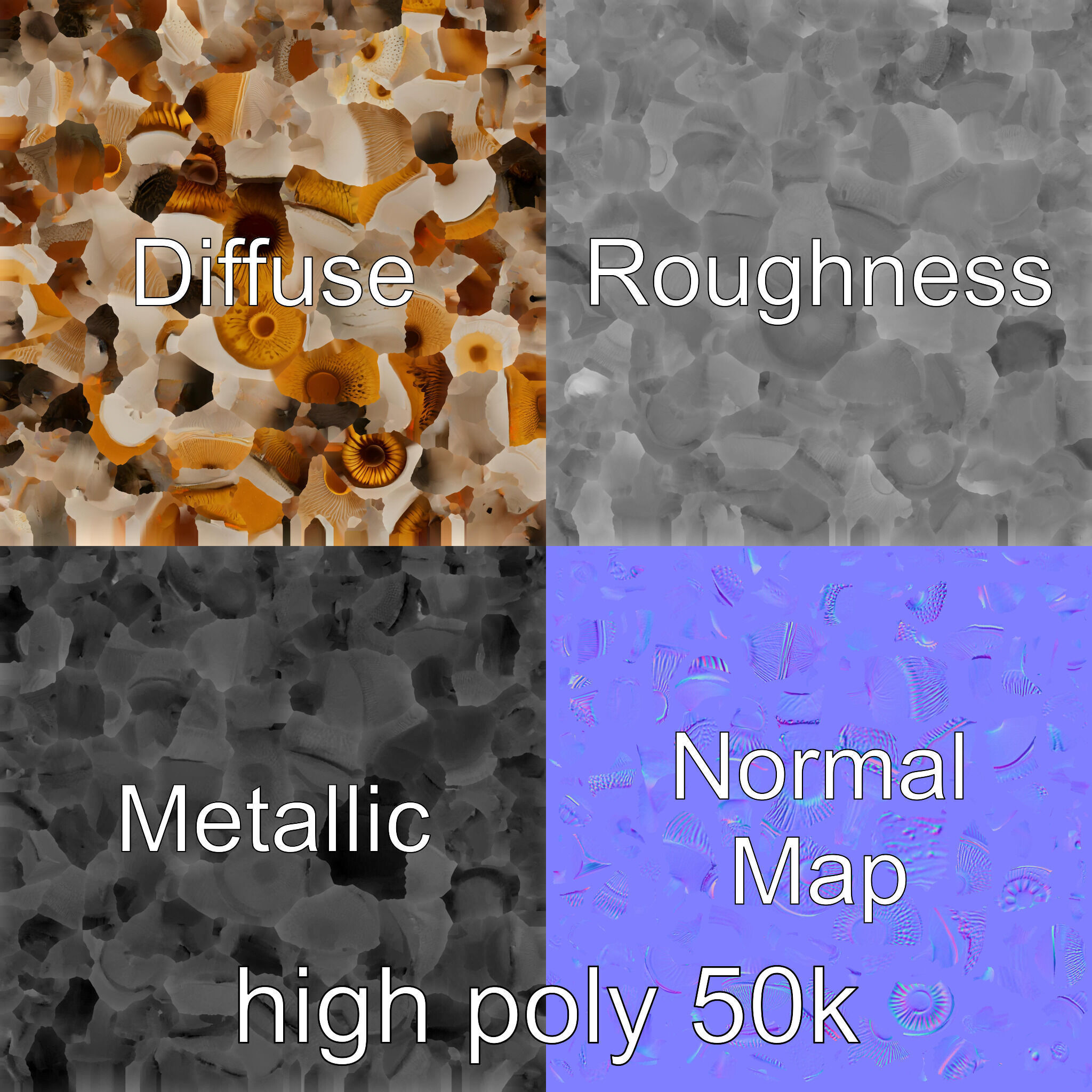 Mushroom Forest Collection model pack Low-poly 3D model_2