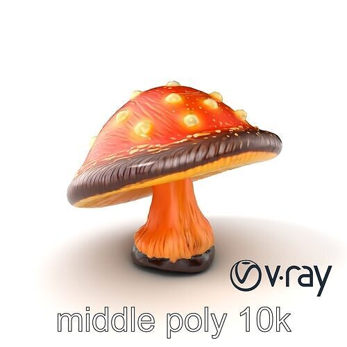 Glowing Magical Mushroom Model Pack for Fantasy Themes Low-poly 3D model