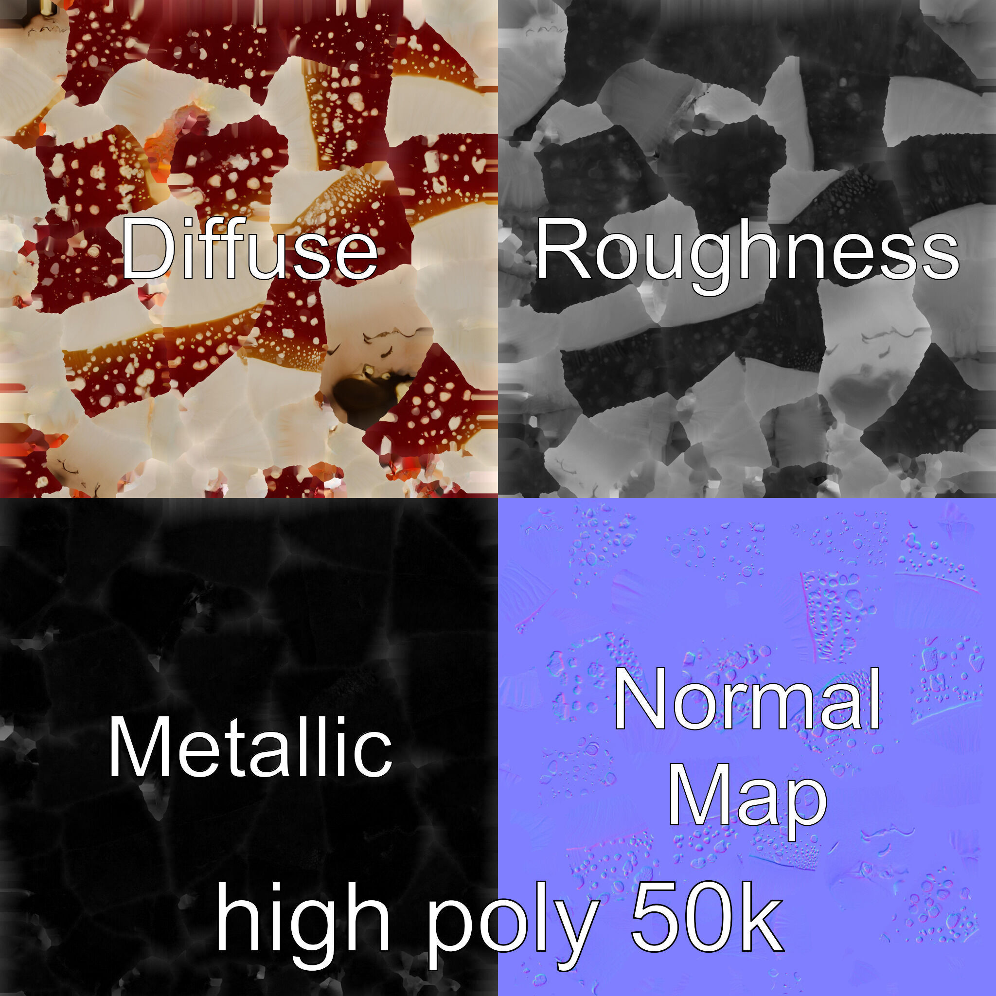 Fly Agaric Mushroom Fantasy Scene model pack Low-poly 3D model_2