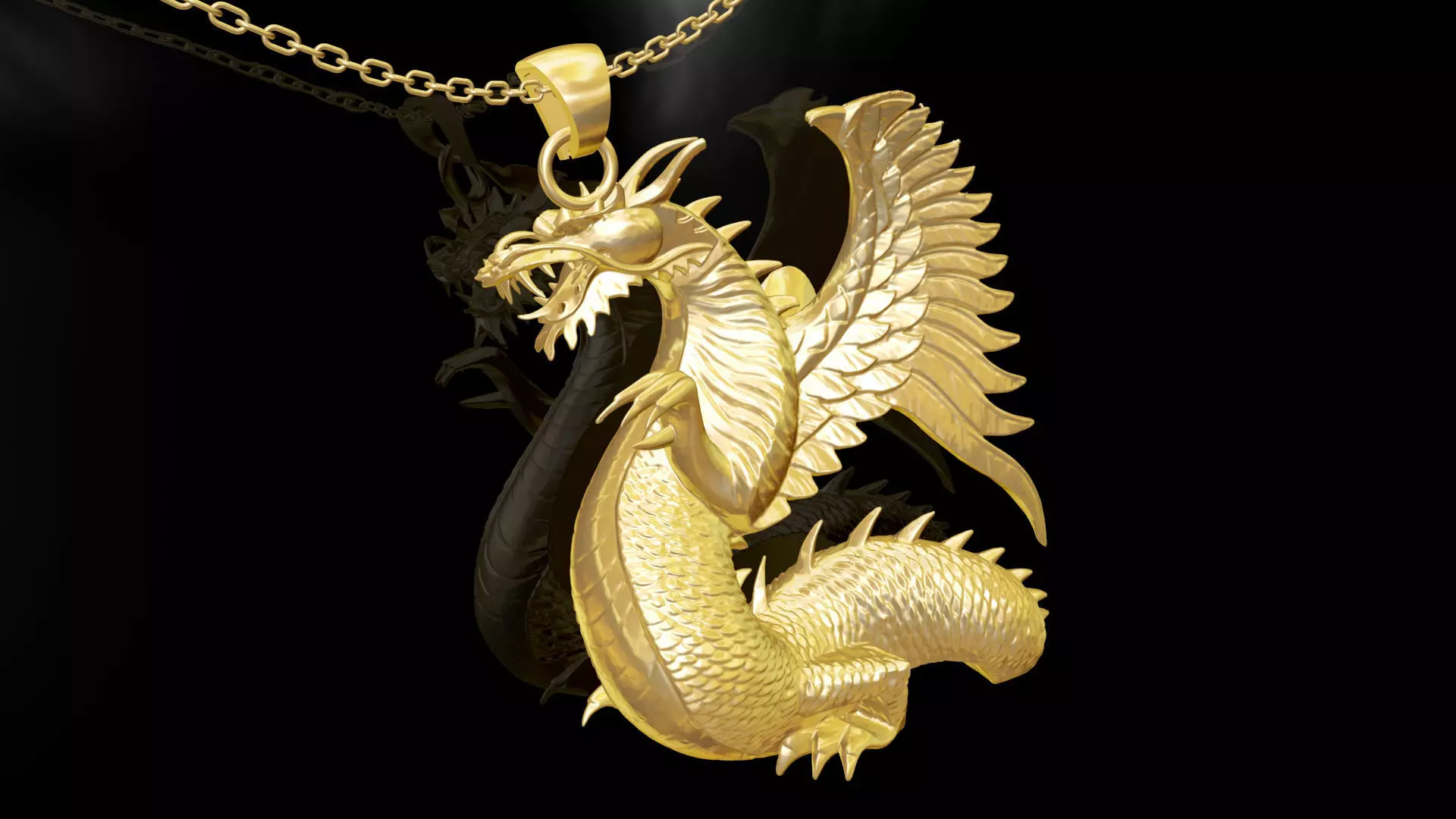 Dragon Statue Sculpture pendant jewelry gold 3D print model_0