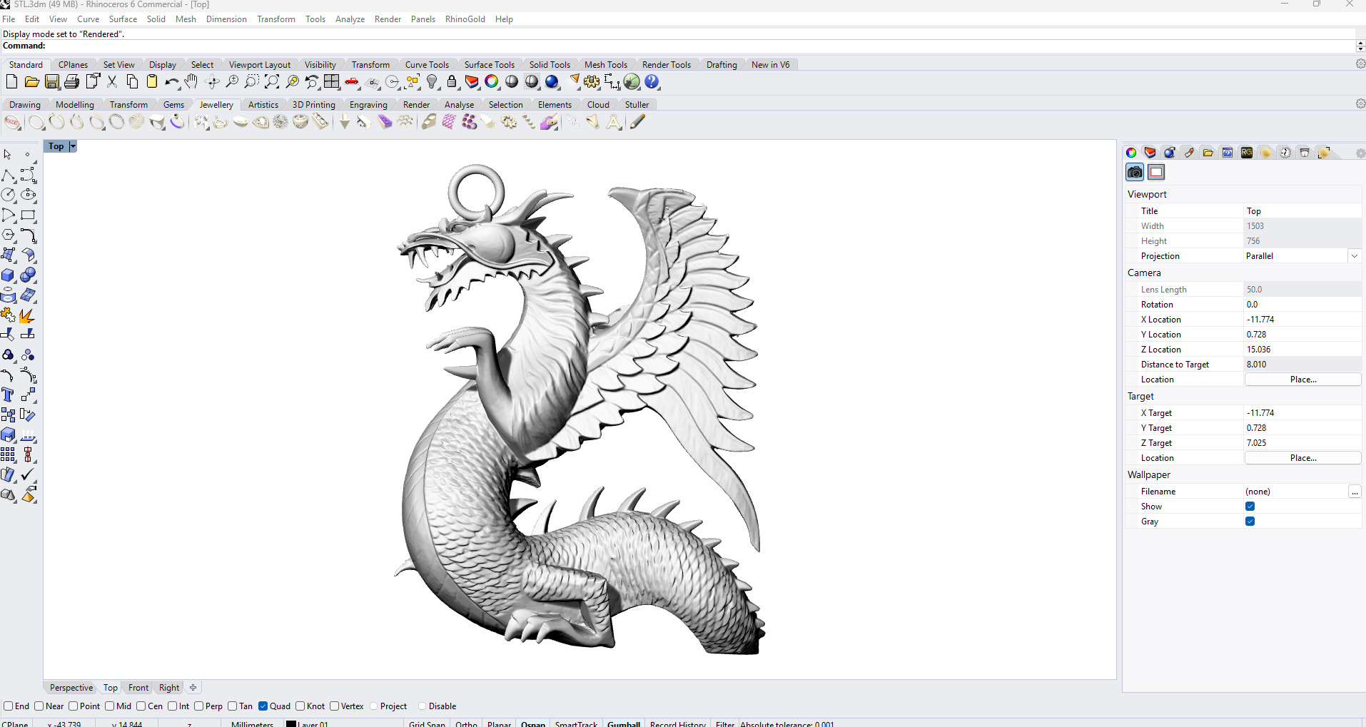 Dragon Statue Sculpture pendant jewelry gold 3D print model_4