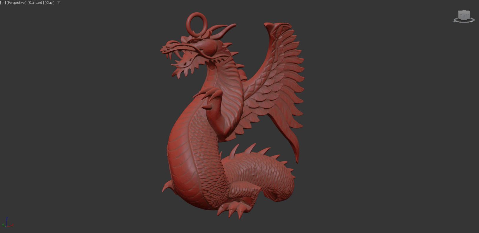 Dragon Statue Sculpture pendant jewelry gold 3D print model_5