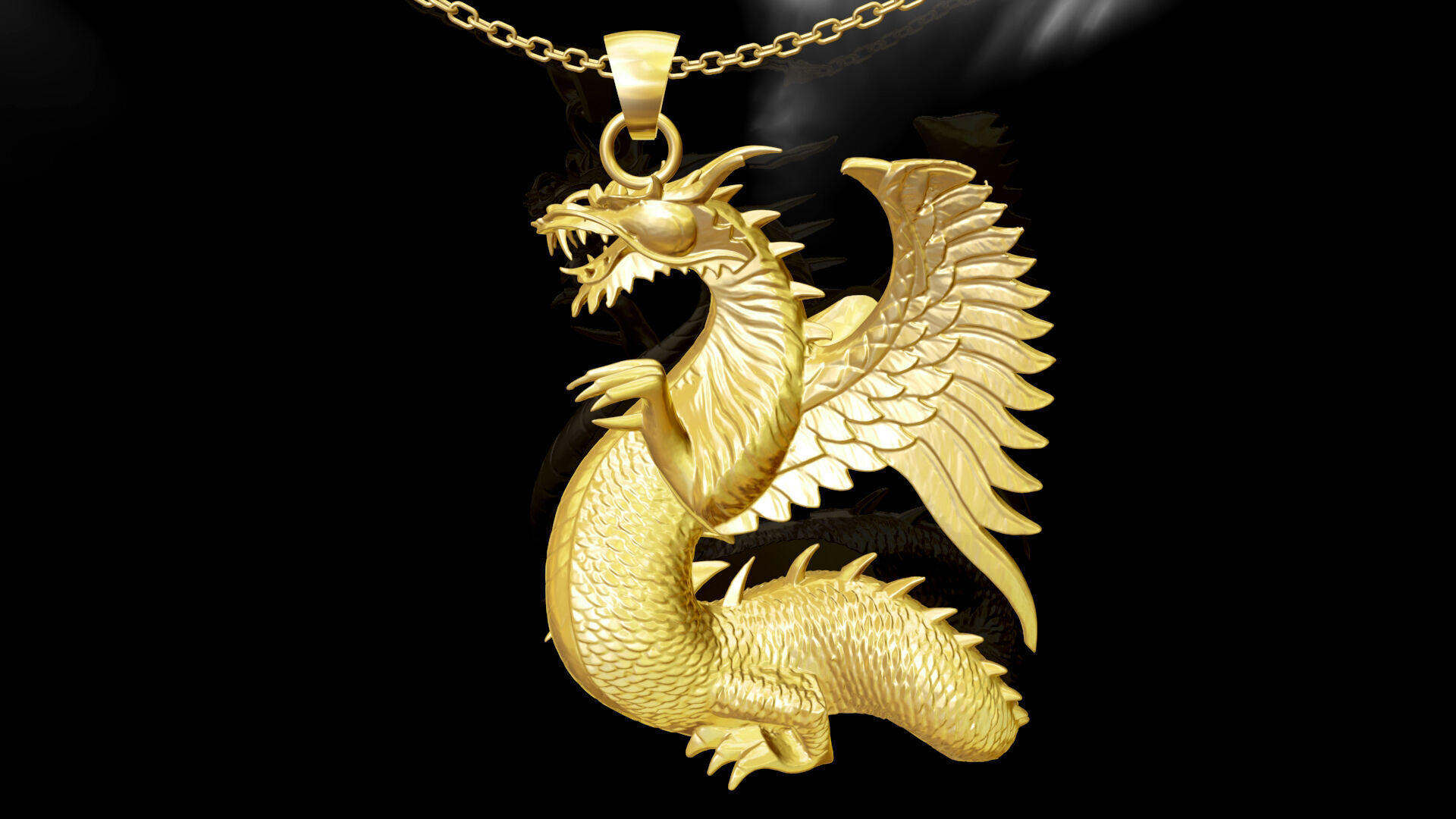 Dragon Statue Sculpture pendant jewelry gold 3D print model_2