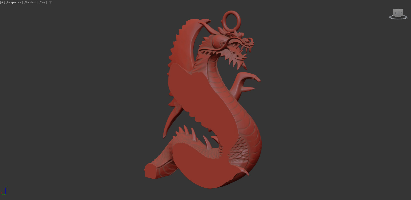 Dragon Statue Sculpture pendant jewelry gold 3D print model_6