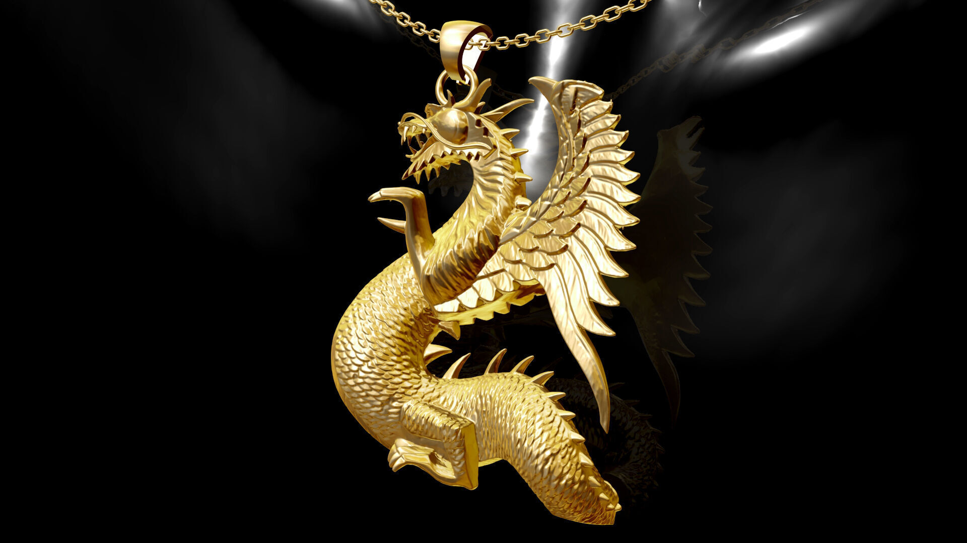 Dragon Statue Sculpture pendant jewelry gold 3D print model_1