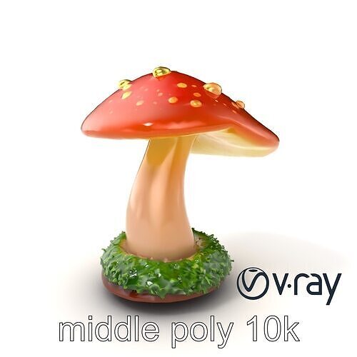 Mystical Glowing Mushroom Fantasy model pack Low-poly 3D model