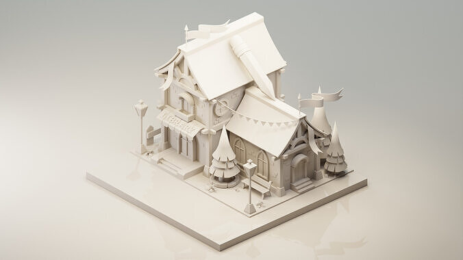 Library - Cartoon  Game Isometric Low-poly 3D model 3