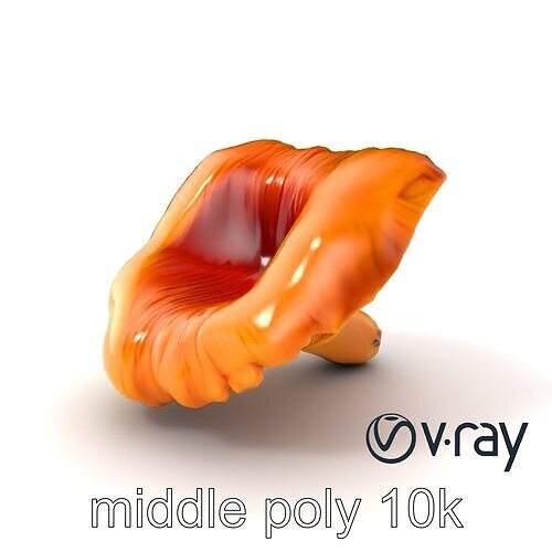 Chanterelle Mushroom Golden Texture model pack Low-poly 3D model