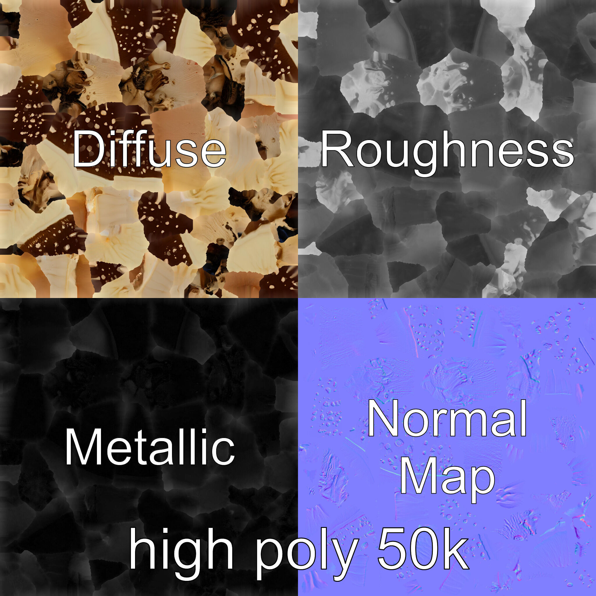 Realistic Forest Mushroom Model Pack with Textured Details Low-poly 3D model_2