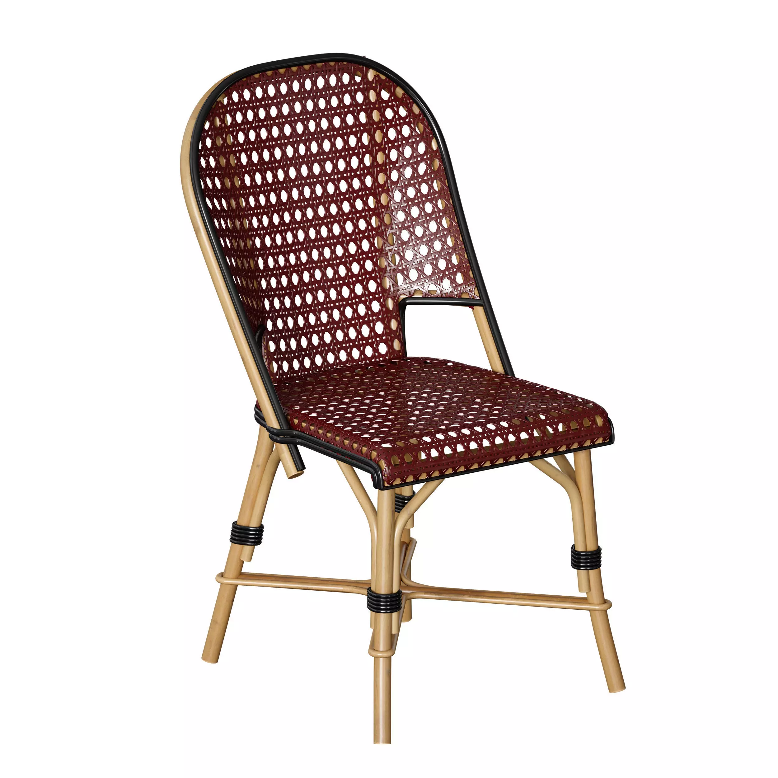 Garden Wooden Wicker Rattan Chair 3D model