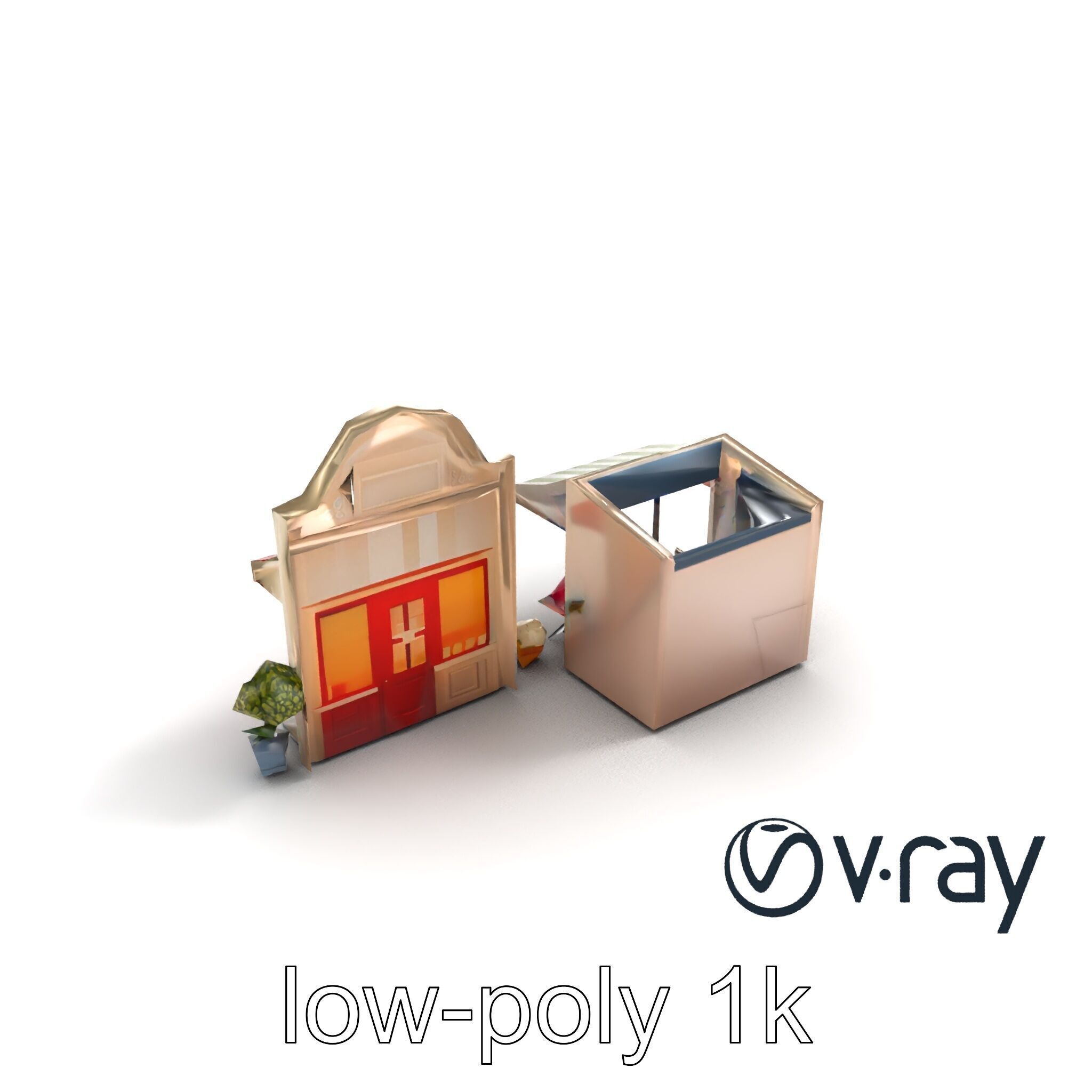 Charming Flower Shop Spring Design model pack Low-poly 3D model_9