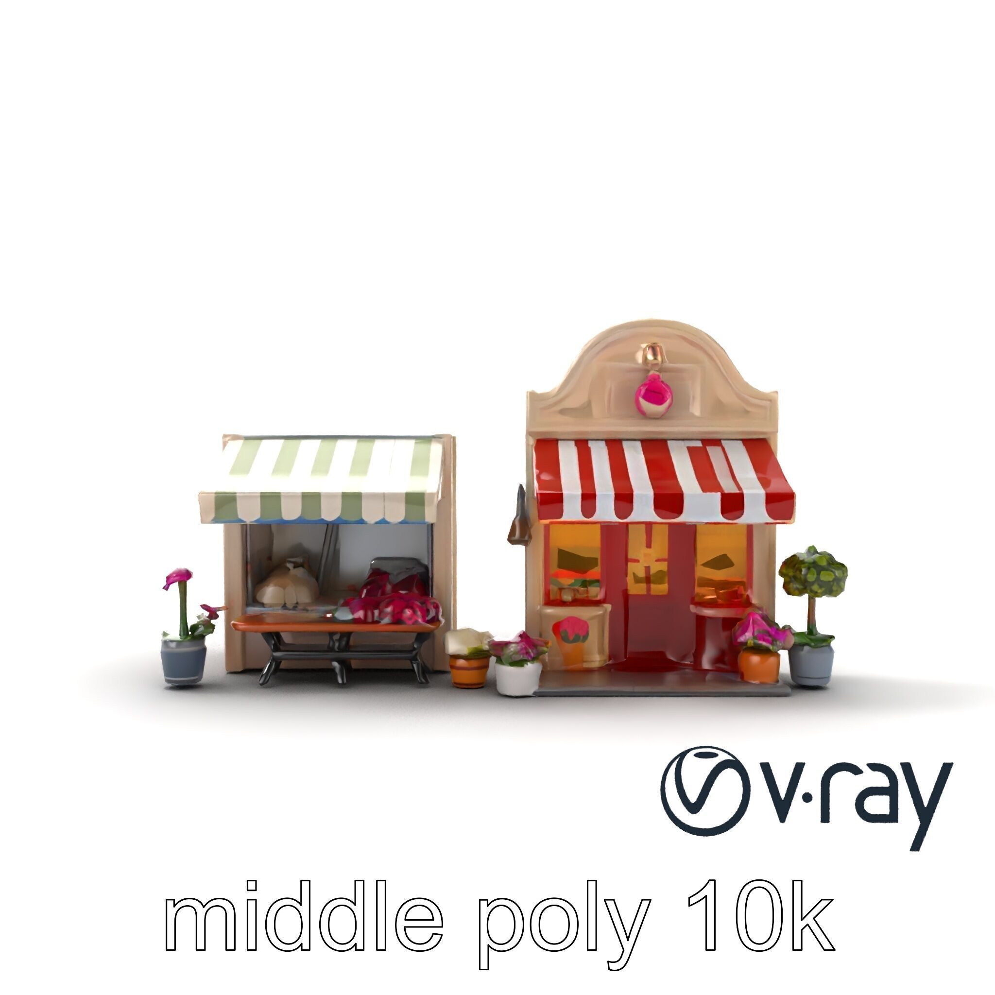 Charming Flower Shop Spring Design model pack Low-poly 3D model_12