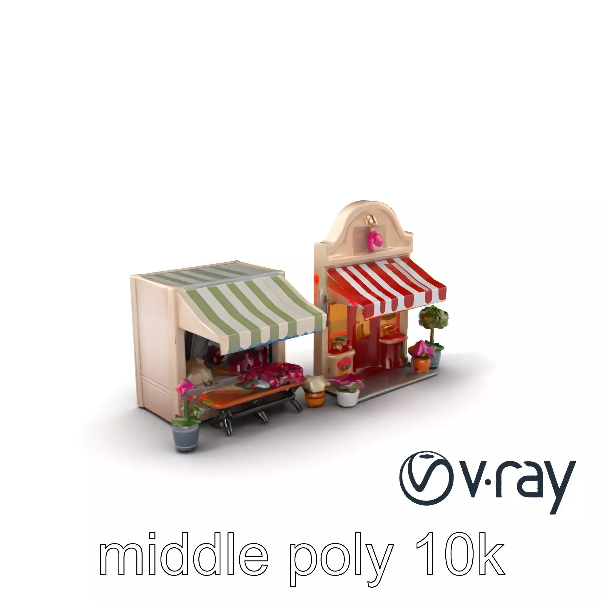 Charming Flower Shop Spring Design model pack Low-poly 3D model_0