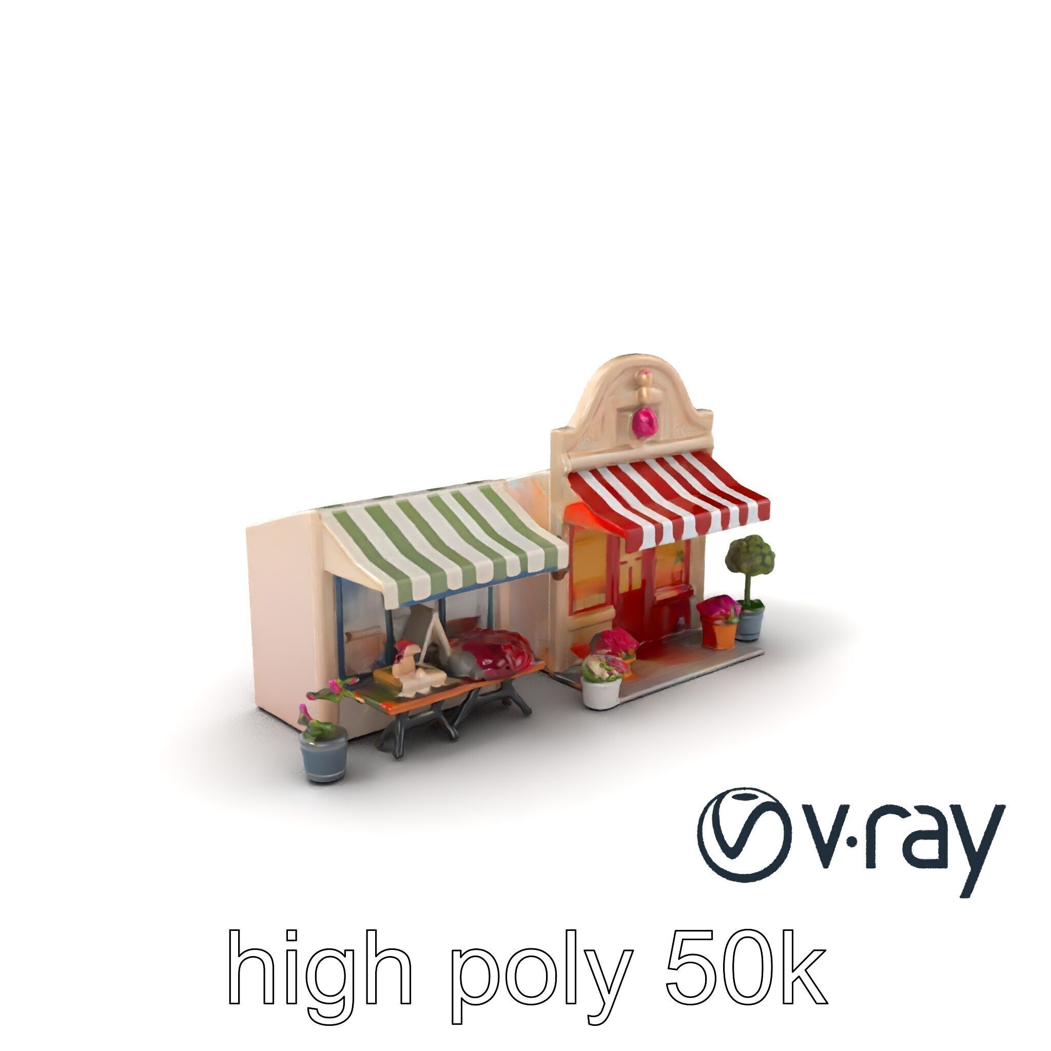 Charming Flower Shop Spring Design model pack Low-poly 3D model_7