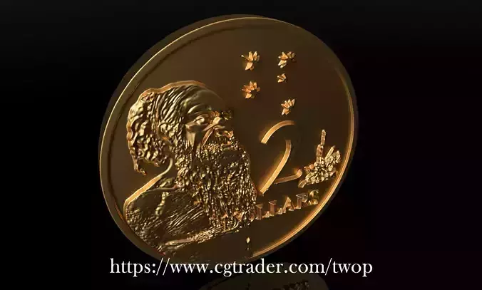 Australian two-dollar coin ready to print 3D print model Ultra