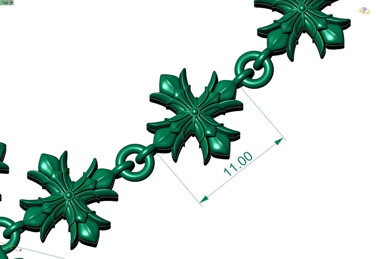 Custom Chrome Heart Chain - Cross Pendant and Chain Link 3D print model_5