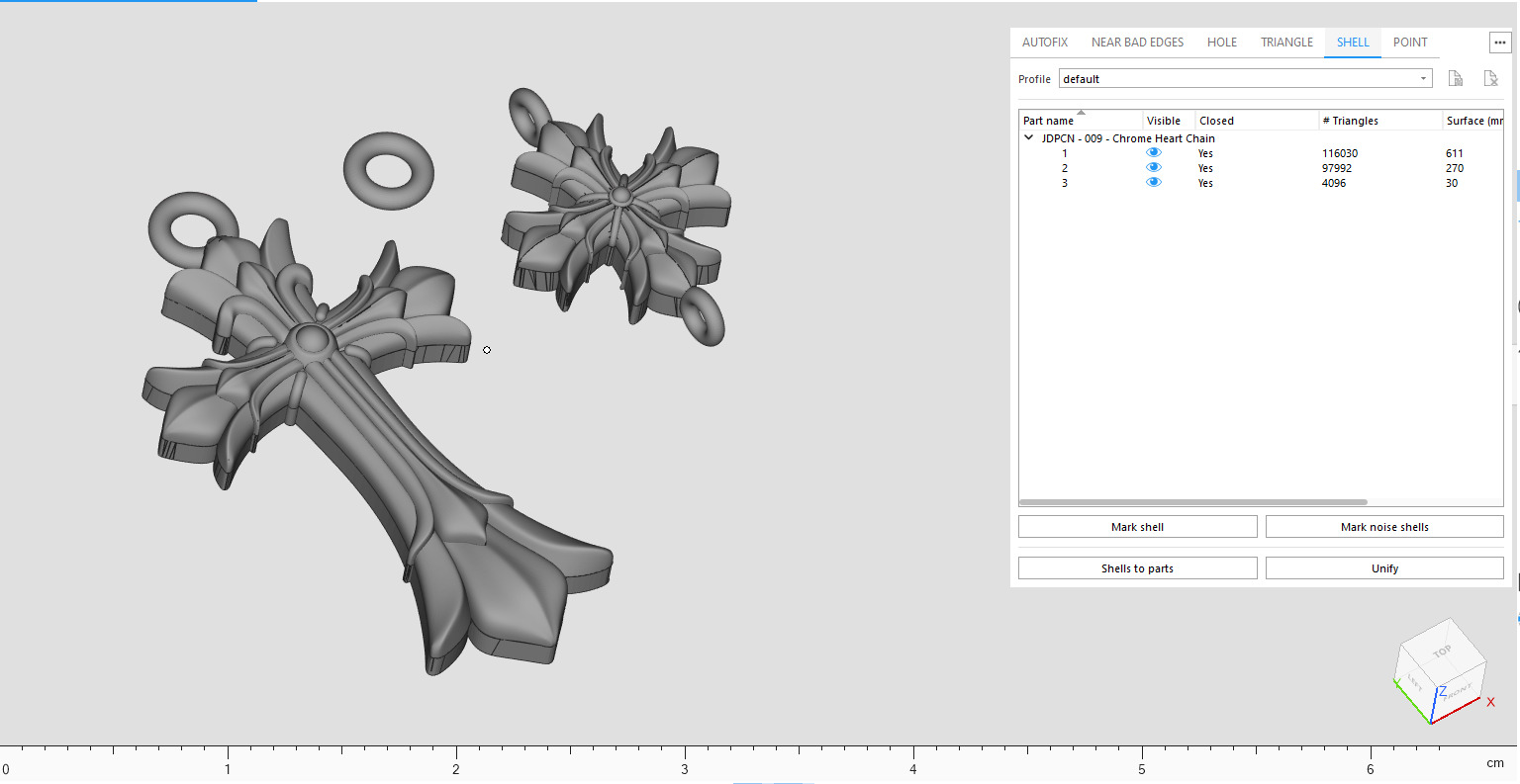 Custom Chrome Heart Chain - Cross Pendant and Chain Link 3D print model_14