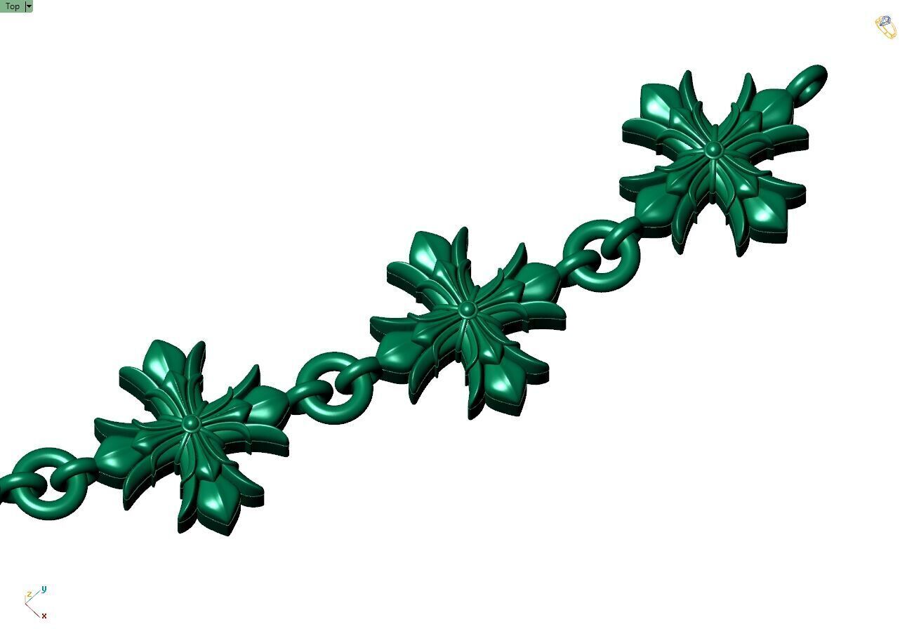 Custom Chrome Heart Chain - Cross Pendant and Chain Link 3D print model_13