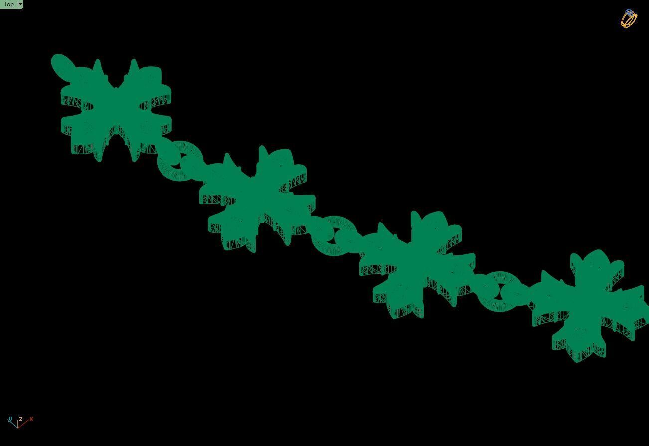 Custom Chrome Heart Chain - Cross Pendant and Chain Link 3D print model_15