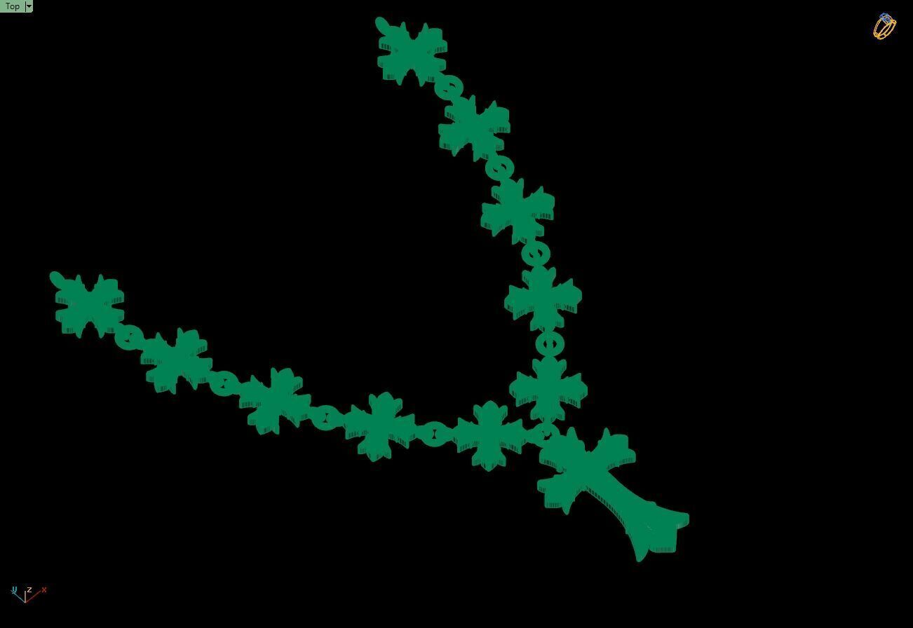 Custom Chrome Heart Chain - Cross Pendant and Chain Link 3D print model_16