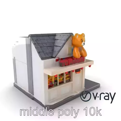 Whimsical Toy Store Exterior with Teddy Bear Sign model pack Low-poly 3D model
