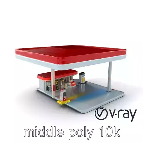 Stylized Gas Station with Convenience Store model pack Low-poly 3D model
