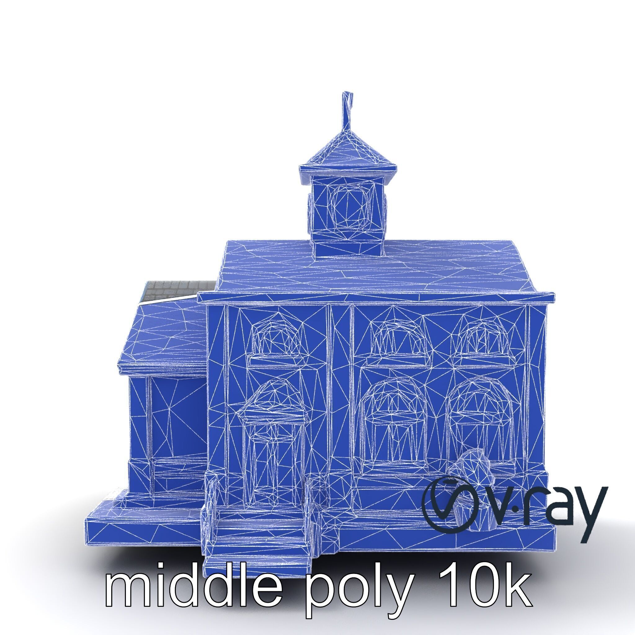 Cartoon School Building with Bell Tower model pack Low-poly 3D model_26