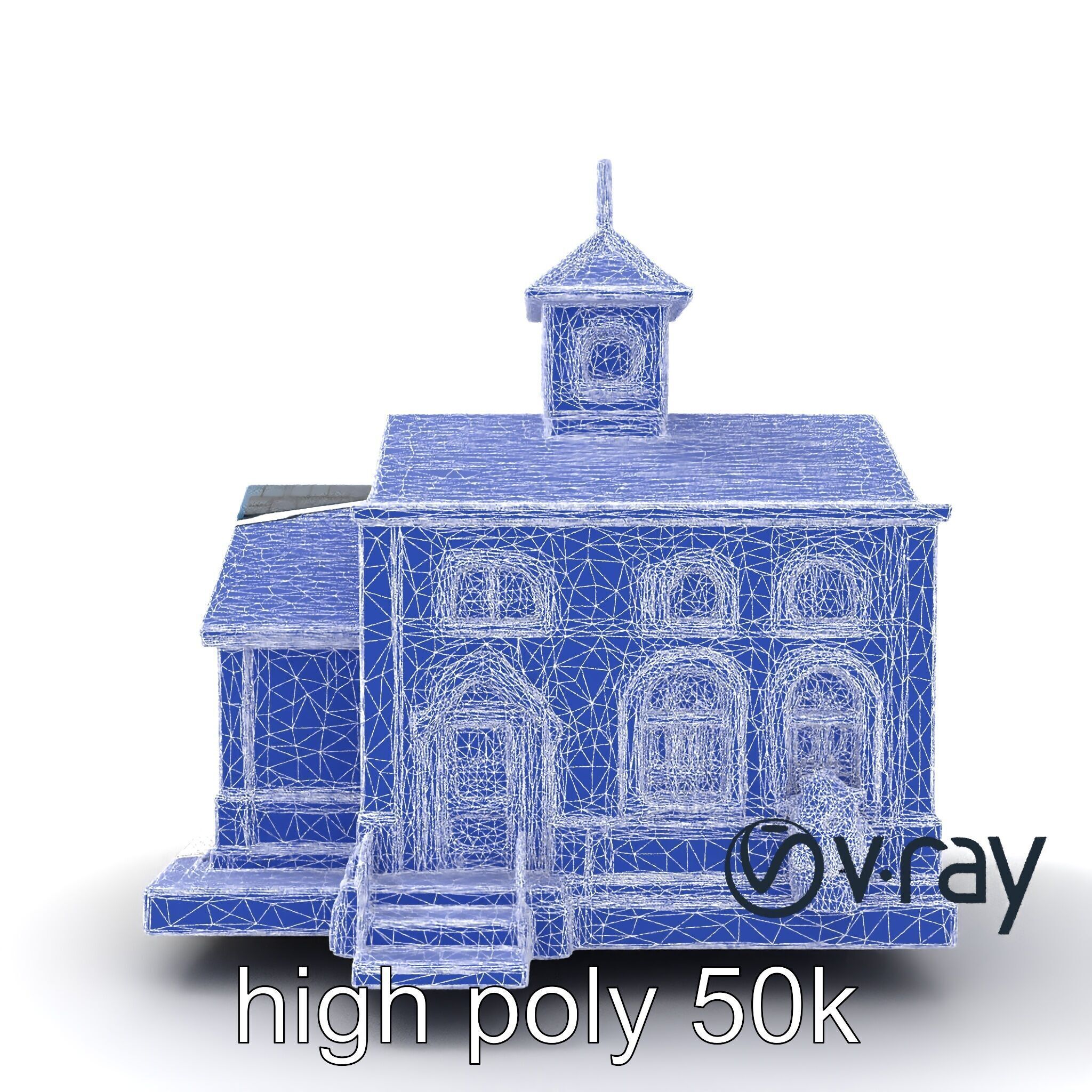 Cartoon School Building with Bell Tower model pack Low-poly 3D model_32