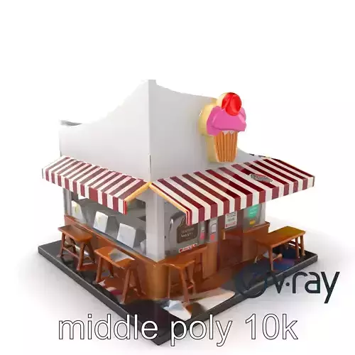 Stylized Bakery with Cupcake Sign model pack Low-poly 3D model