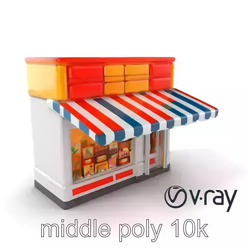 Cartoon Shop Facade Model Pack Low-poly 3D model