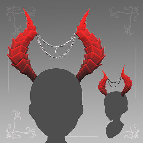 Gothic Demon Horns Low-poly 3D model