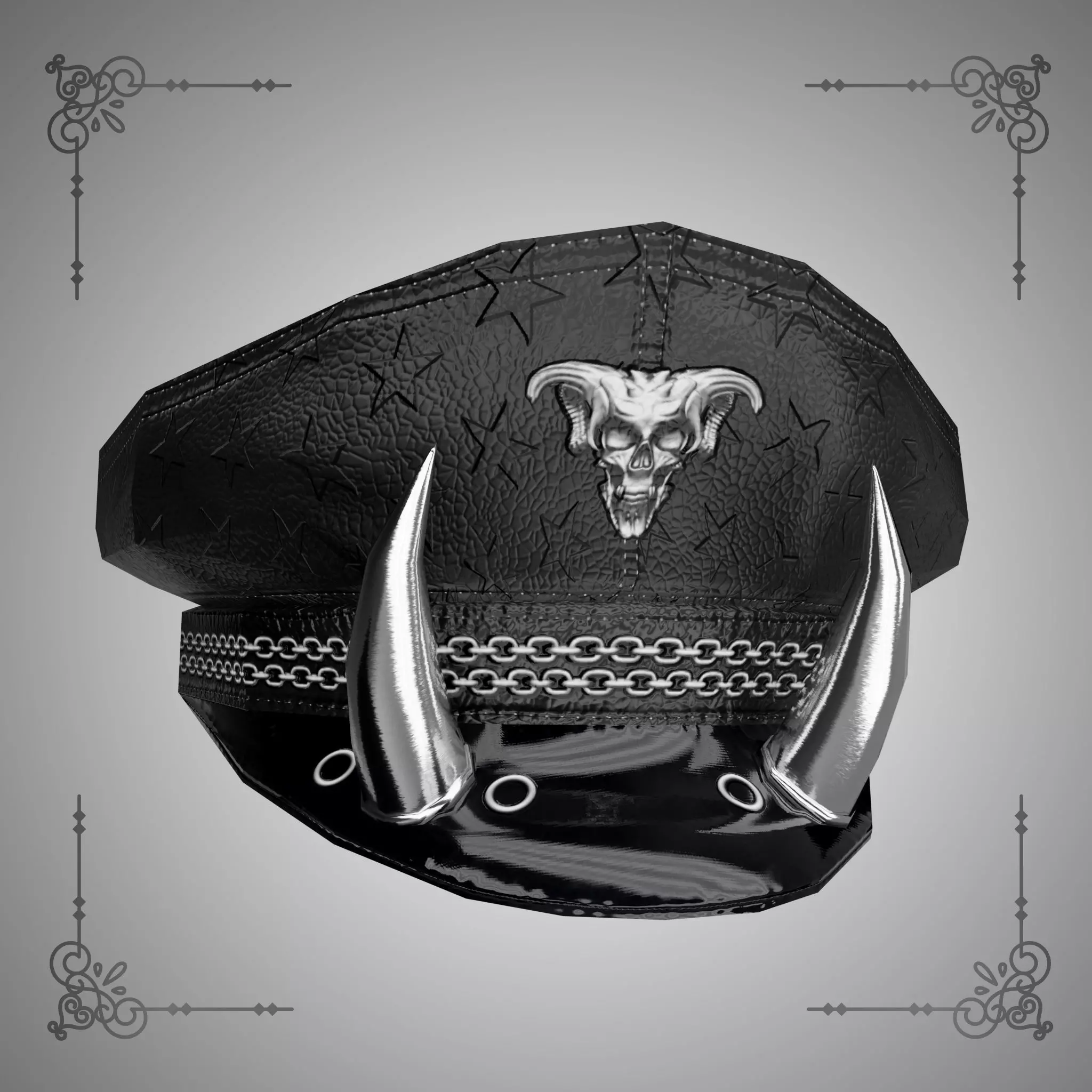 Gothic Police Hat with Blendshapes Low-poly 3D model
